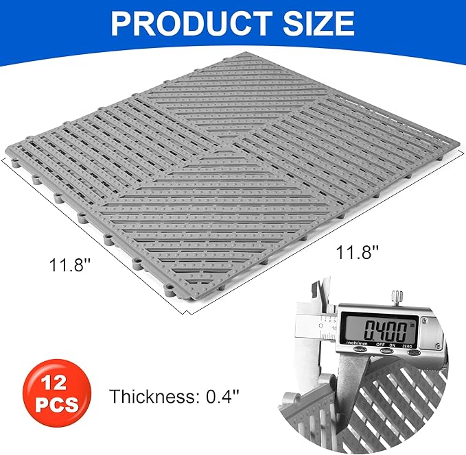 MYFAMIREA Modular Interlocking Cushion 12 Pack 11.8" x 11.8" Rubber Floor Tiles - Image 2