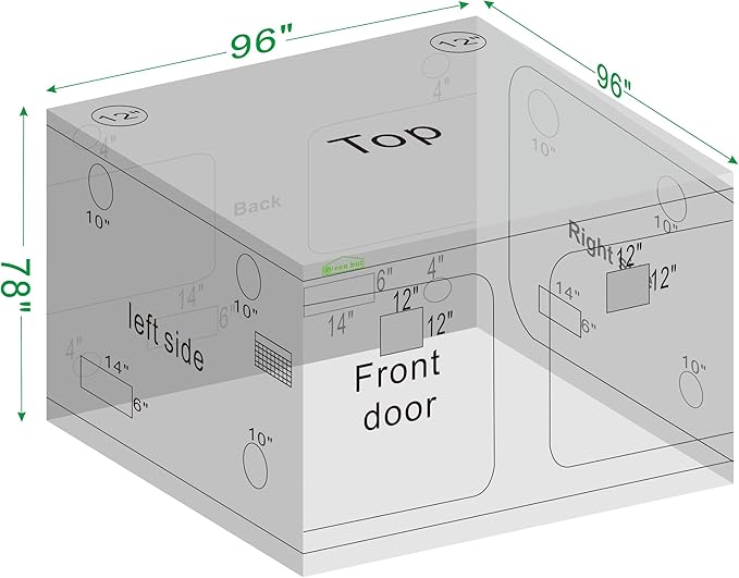 Grow Tent 96"x96"x78", High Reflective Mylar Dark Room - Image 8