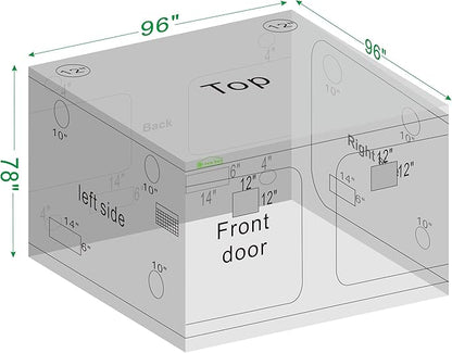 Grow Tent 96"x96"x78", High Reflective Mylar Dark Room - Image 8