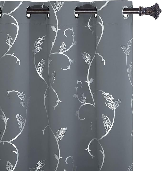 BUHUA Small Window Blackout Curtains Bedroom Darkening Curtain Panels Silver by BUHUA