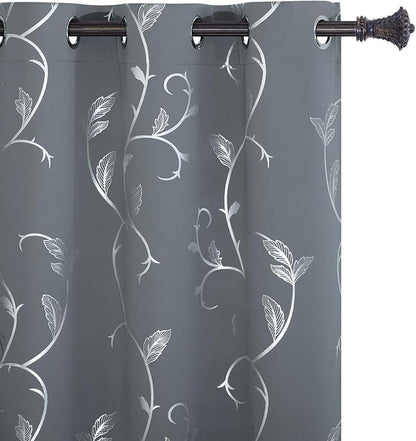 BUHUA Small Window Blackout Curtains Bedroom Darkening Curtain Panels Silver by BUHUA