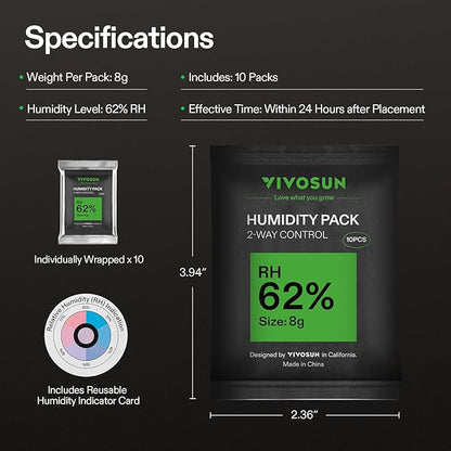 VIVOSUN 62% RH Two-Way Humidity Control Packs, Size 8 g, 10 Packs, Each - Image 8