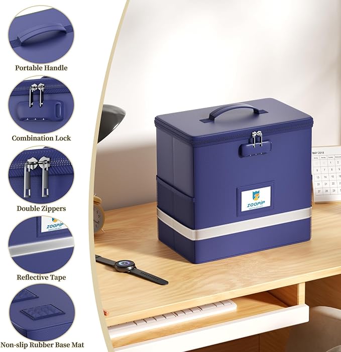 Fireproof File Box with Lock, Document Box Storage Organizer, Suitable - Image 6