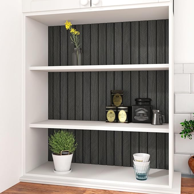 Grey/Black 3D Wood Panels for Interior Wall Decor Self Adhesive Wood Slat Wall - Image 8