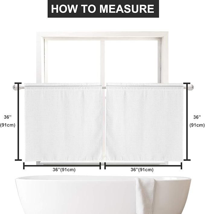 Barossa Design Waffle Weave Half Window Tier Curtains: Small Bathroom Window - Image 6
