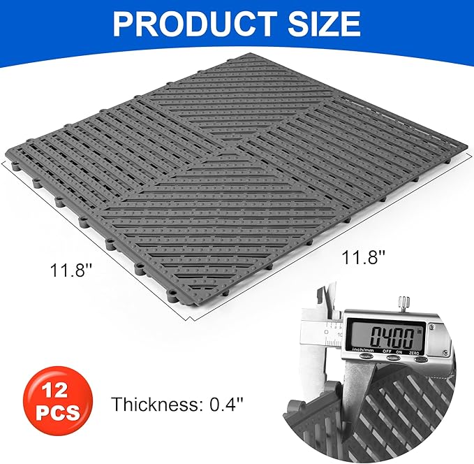 MYFAMIREA Modular Interlocking Cushion 12 Pack 11.8" x 11.8" Rubber Floor Tiles - Image 2