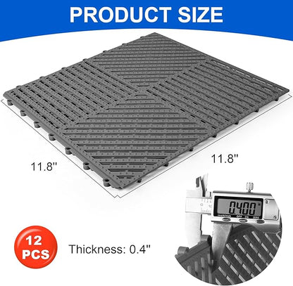 MYFAMIREA Modular Interlocking Cushion 12 Pack 11.8" x 11.8" Rubber Floor Tiles - Image 2