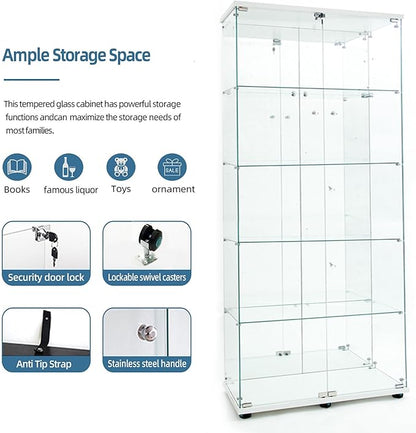 Yoluckea 5-Tier Glass Display Cabinet - Image 4