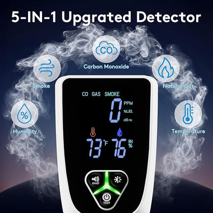 5-in-1 Carbon Monoxide Detectors Plug in, Smoke Alarm & Natural Gas Leak - Image 2