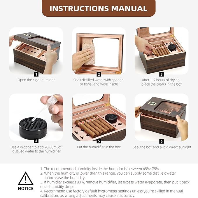 Cigar Humidor, Modern Glass Top Cedar Humidor Cigar Box - Image 8