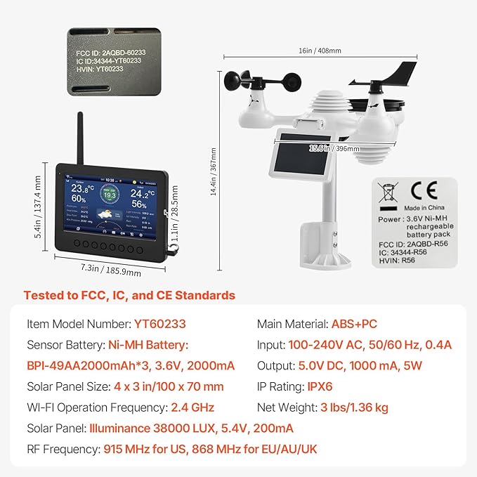 VEVOR 7-in-1 Wi-Fi Solar Self-Charging Weather Station - Image 8