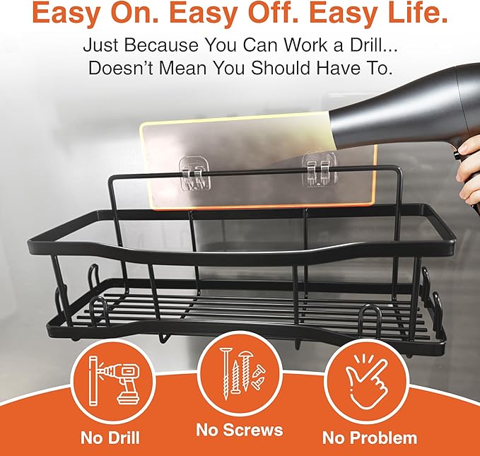 Shower Caddy Bathroom Shelves, The Athena Silken 4 Set, 40LB Capacity, Adhesive - Image 4