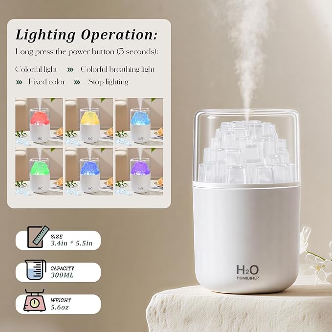 Portable Mist Humidifier with Colorful Light Auto-Off USB Desktop Personal - Image 5