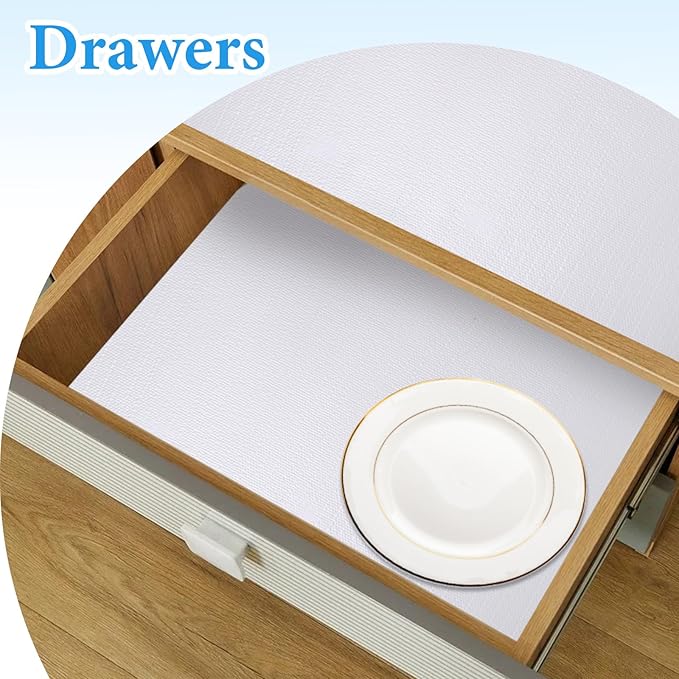 Shelf Liners for Kitchen Cabinets 12in x 10FT Non Adhesive Drawer Liner White - Image 2