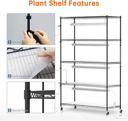 Bstrip Plant Stand with Grow Lights, 5 Tier Large 47.2x17.8x71IN Plant Shelf - Image 7