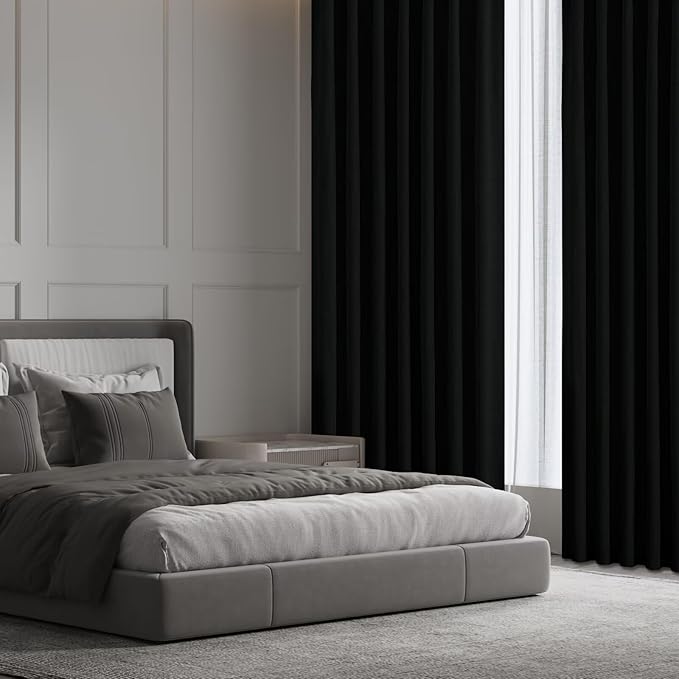 CUCRAF Linen 100% Blackout Curtains 84 Inch Length 2 Panels Set, Back Tab and - Image 8