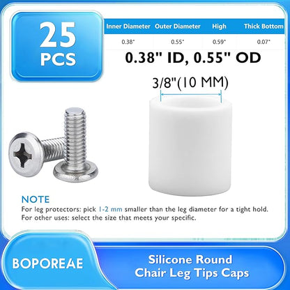 25 Pcs 3/8" Round Chair Leg Tips Caps, Silicone Rubber Furniture Leg Floor - Image 9