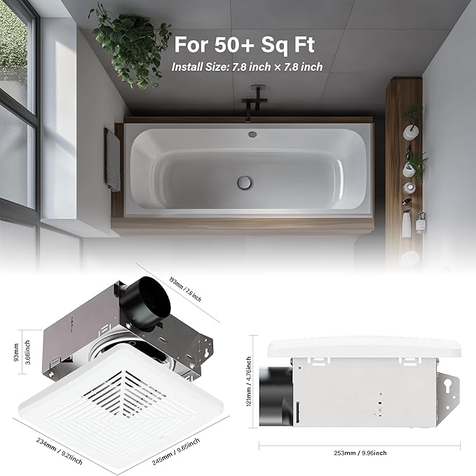 50CFM Ceiling Bathroom Exhaust Fan: Vent Fan - Image 2