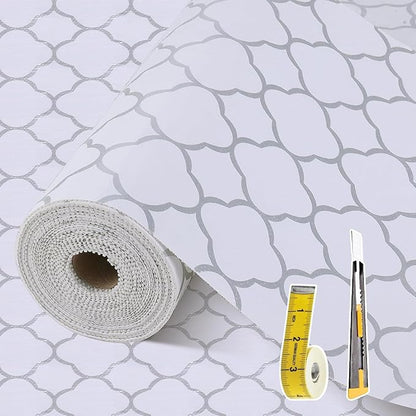 Shelf Liners for Kitchen Cabinets 12in x 20FT Non Adhesive Drawer Liner Silver by Adwann