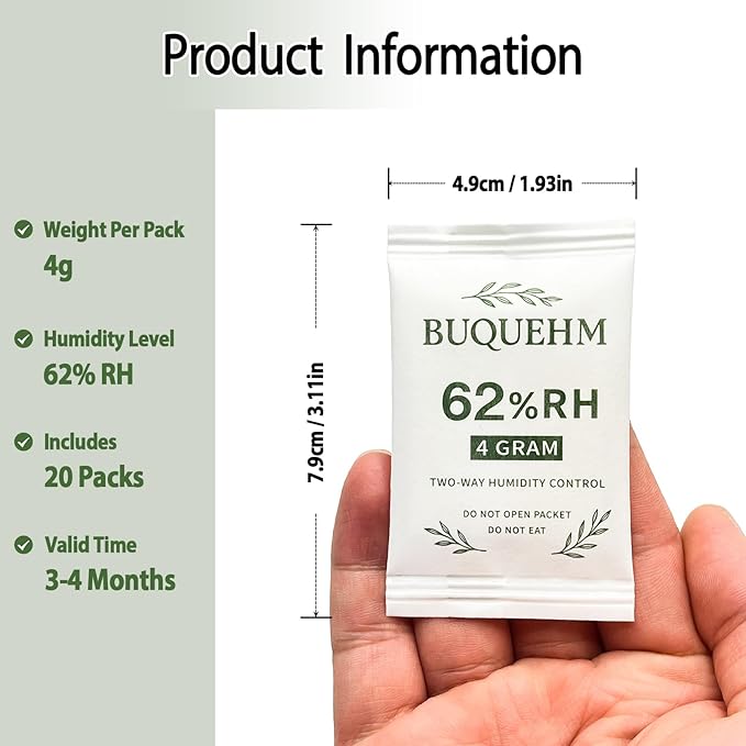 62% Size 4g, 20 Pack Two-Way Humidity Control Packs – Hydration Packets & - Image 3