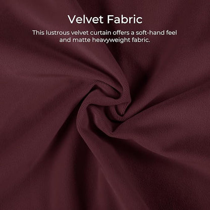 TWOPAGES Luxury Velvet Curtain Pinch Pleated Burgundy Curtain 102 inch Long - Image 4