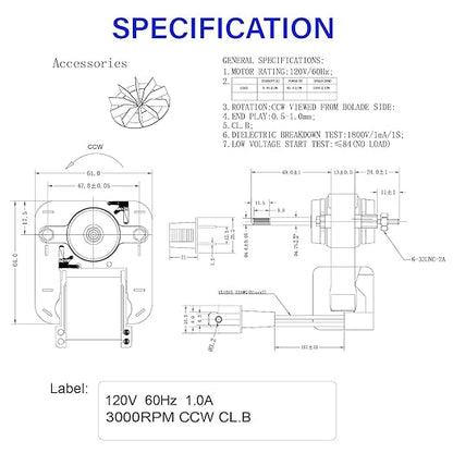 BOJACK Bathroom Vent Fan Motor 120V 60Hz 1A Compatible - Image 6
