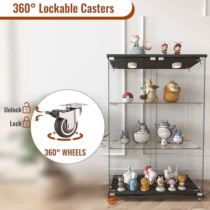 Yoluckea 3-Shelf Glass Display Cabinet - Image 5