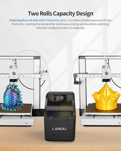 LANDU Filament Dryer 3D Printer Filament Dry Box, 2 Spools Double Fast Heating - Image 4