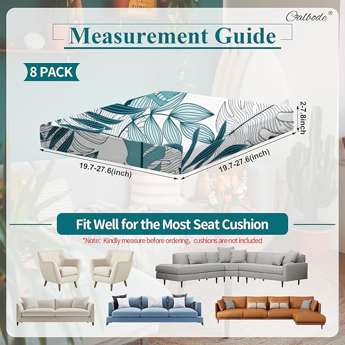 8Pcs Stretch Patio Cushion Cover Outdoor Cushion Cover Replacement Slipcovers - Image 2