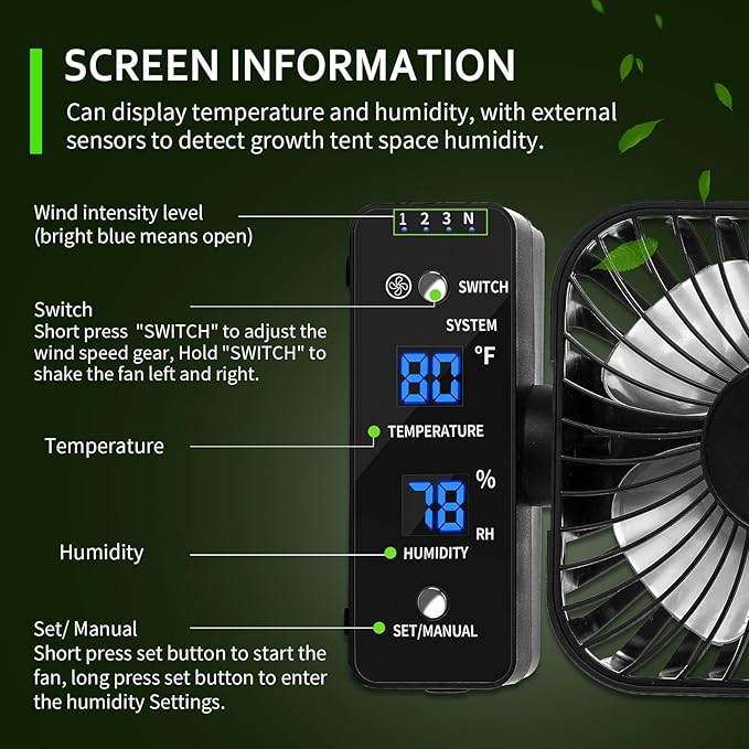 4" Grow Tent Fan with Auto Humidity Control | Quiet Oscillating Ventilation - Image 6