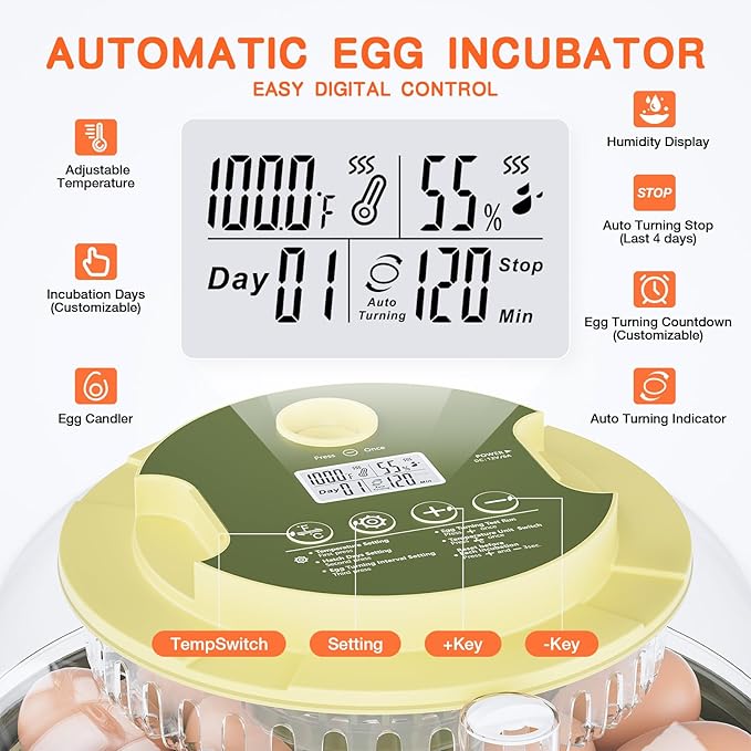 18 Egg Incubator, Incubator for Hatching Eggs, Automatic Egg Turning and - Image 2