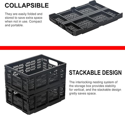 Heavy Duty Plastic Milk Crates for Storage, Collapsible Storage Basket - Image 4