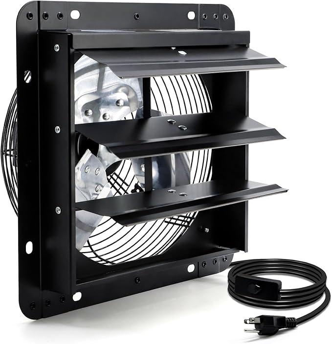 12 Inch Shutter Exhaust Fan, Wall Mount Attic Fan by Hipoilk