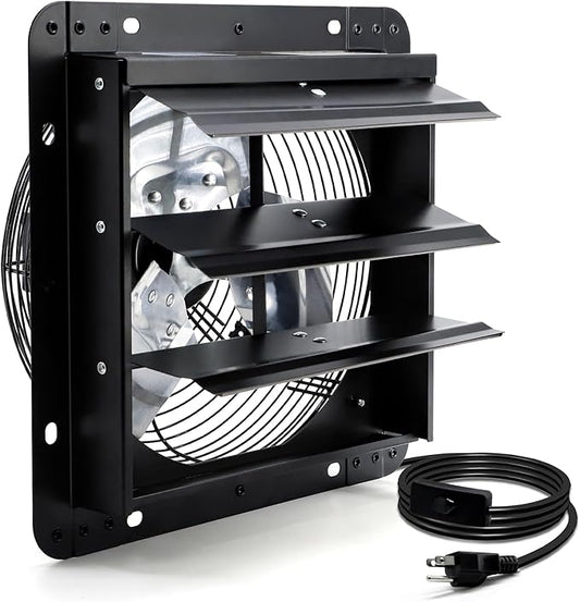 12 Inch Shutter Exhaust Fan, Wall Mount Attic Fan by Hipoilk