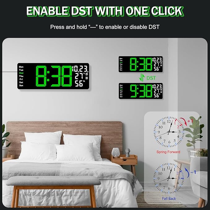 JoFomp 17.3" Large Digital Wall Clock, LED Digital Clock Large Display - Image 7