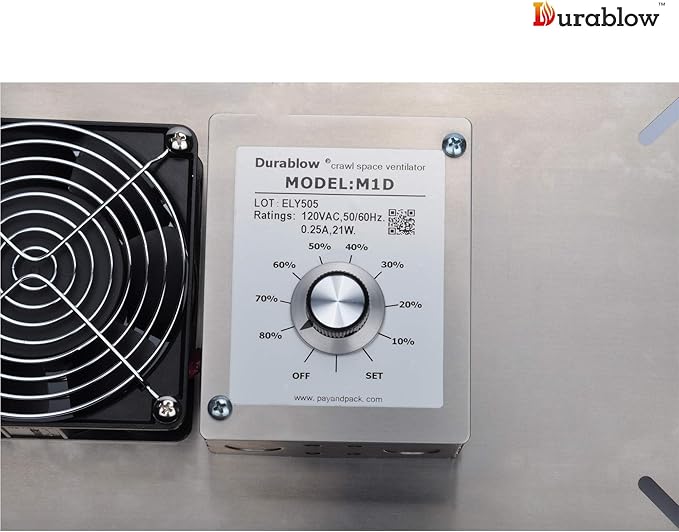 Durablow 110 CFM Air-Out Stainless Steel Crawl Space Vent Fan, Basement fan - Image 3