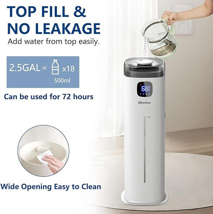 Large Humidifier for Bedroom, 9L/2.5Gal Ultrasonic Cool Mist, Easy Clean - Image 4