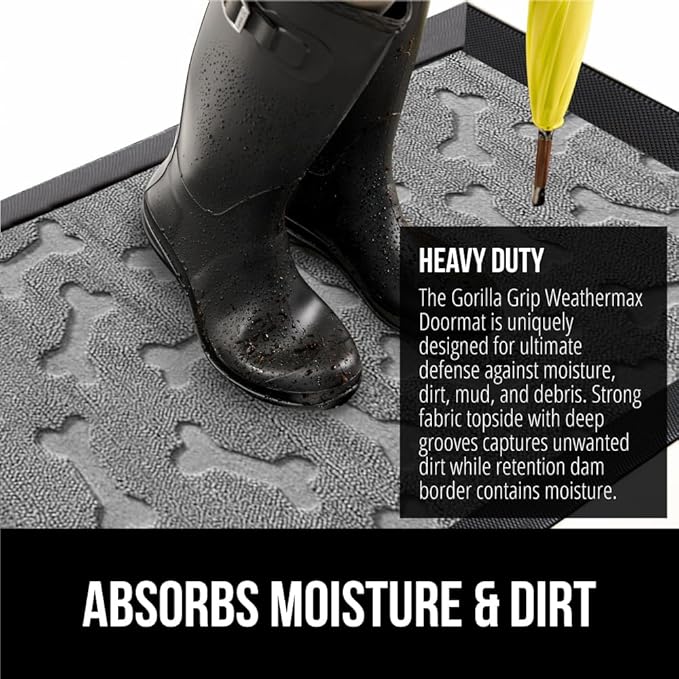 GORILLA GRIP 100% Waterproof All-Season WeatherMax Doormat 35x23, US Designed - Image 4