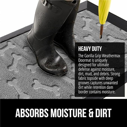 GORILLA GRIP 100% Waterproof All-Season WeatherMax Doormat 35x23, US Designed - Image 4