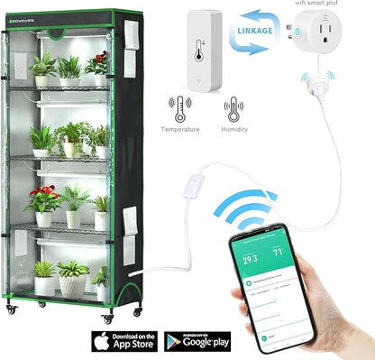 Indoor Greenhouse with Grow Light, 35.8" W x 17.8" D x 71.8" H, 5-Tier Plant - Image 7