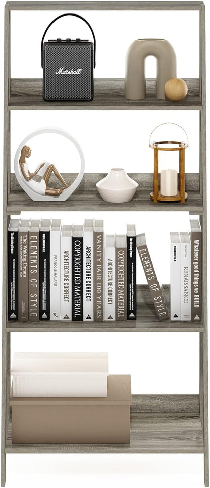 Furinno Ladder Book Shelf, 5-Tier Ladder Shelf, Display Storage Shelves - Image 4