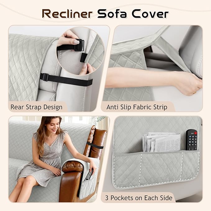 Arfntevss Waterproof Recliner Sectional Couch Covers - Image 4