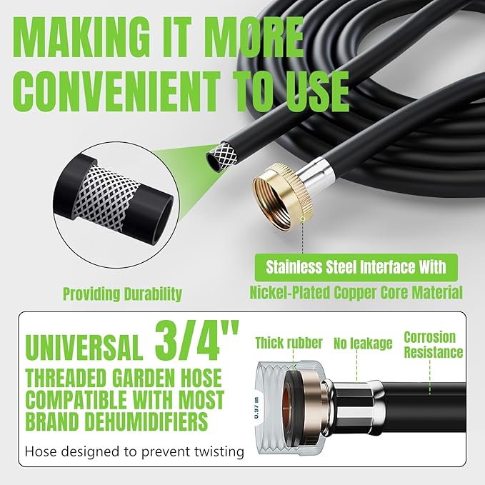 5FT Dehumidifier Drain Hose 3/4" FHT, Leakproof Dehumidifier Hose - Image 2
