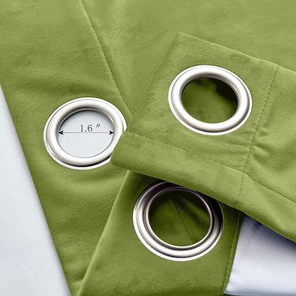 ChadMade Blackout Lined Premium Velvet Curtain Green 72Wx102L Inch, Eyelet - Image 4