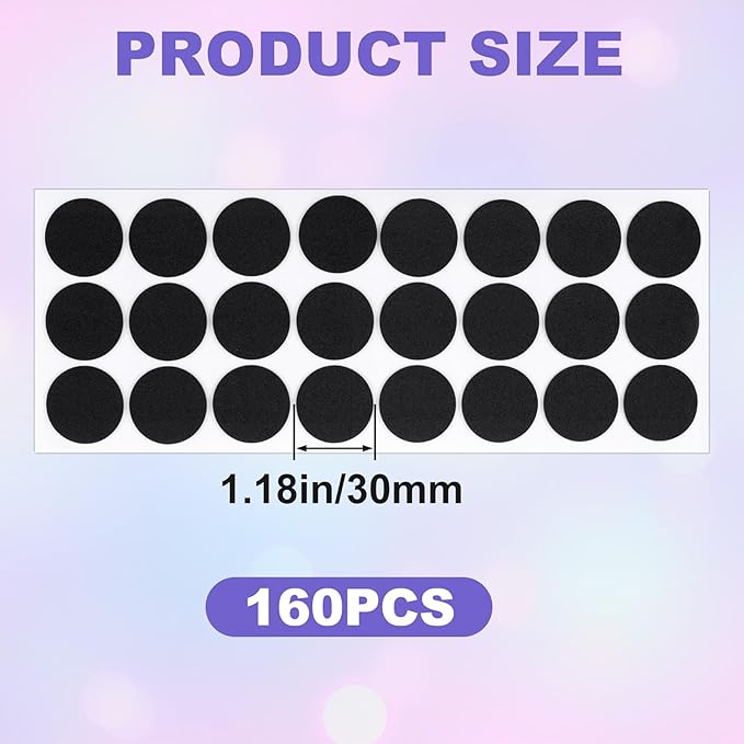 160 Pcs Small Felt Furniture Pads, Self-Adhesive EVA Foam Dot Circles, Round - Image 2