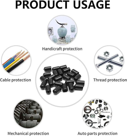 24 Pcs Round Rubber End Caps, 5/8" ID Vinyl Flexible Screw Thread Protectors - Image 4