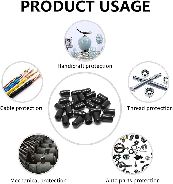 24 Pcs Round Rubber End Caps, 4/5" ID Vinyl Flexible Screw Thread Protectors - Image 4