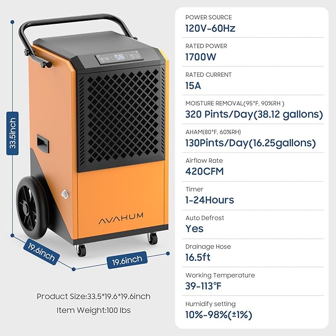 Commercial Dehumidifier for Basement, 320 Pint Commercial Grade Dehumidifiers - Image 4