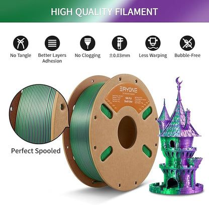 ERYONE Silk Dual Color PLA Filament 3D Printer 1.75mm +/- 0.03mm, Bicolor - Image 5
