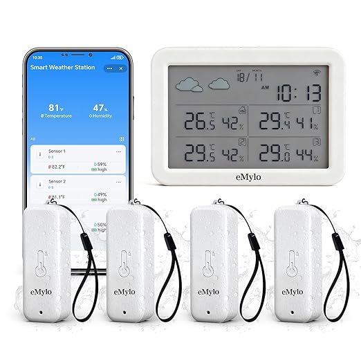 eMylo WiFi Hygrometer Thermometer 5 Pack, Smart Digital Indoor Temperature by eMylo
